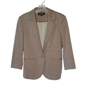 NICOLE MILLER Original Gray Single Button Cuffed Sleeve Knit Career Blazer Small
